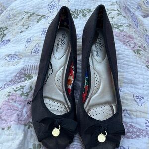 Playtex Black Peep Toe Heels with Bow